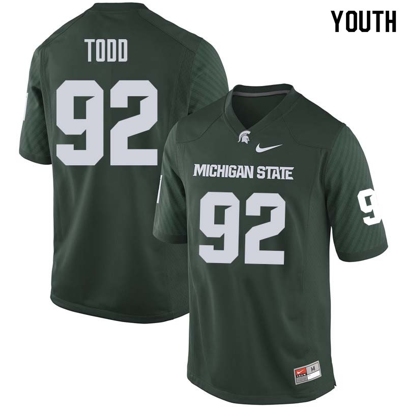 Youth #92 DeAri Todd Michigan State College Football Jerseys Sale-Green